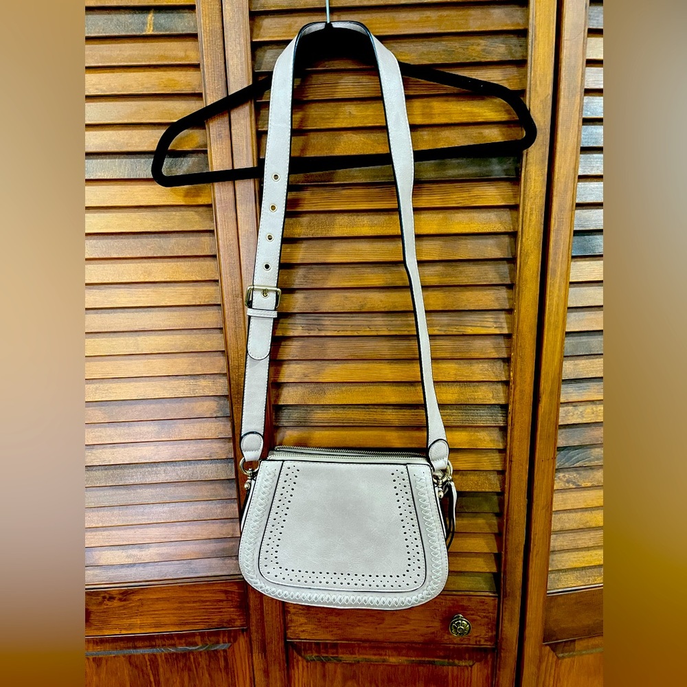 Tan long strap purse